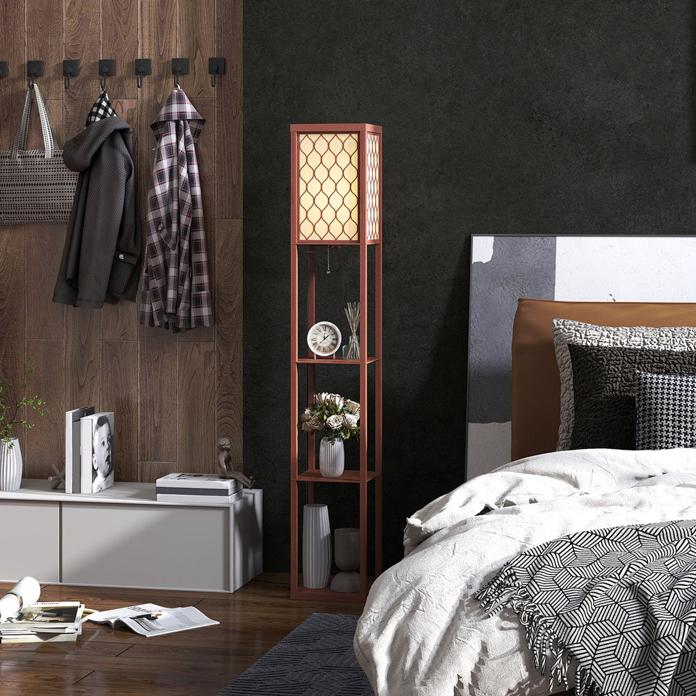 Portland 3 Shelf Brown Floor Lamp Image 4