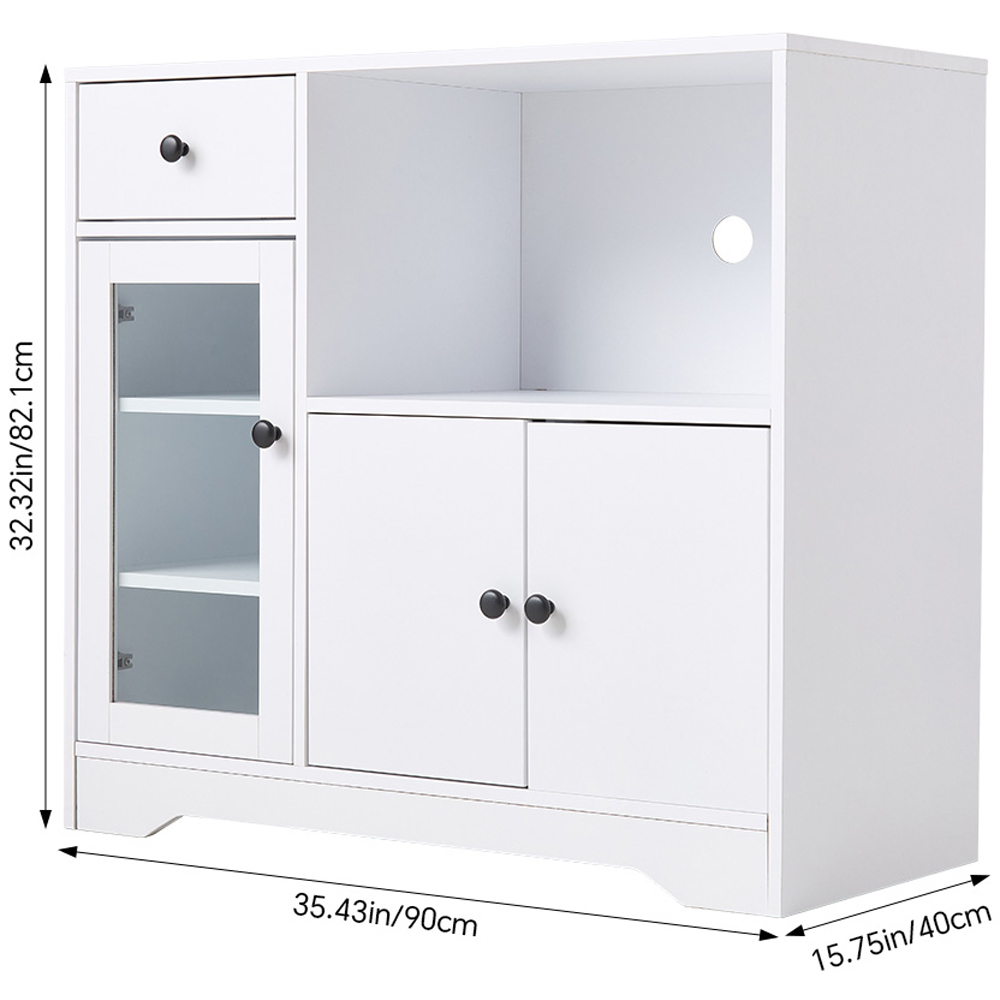 Living and Home 3 Door Single Drawer Single Shelf White Wooden Storage Cabinet Image 9