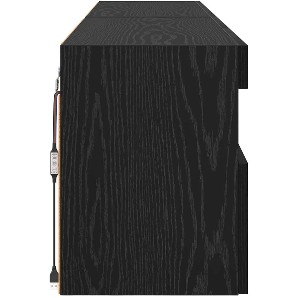 vidaXL 2 Door 2 Shelf Black Oak TV Cabinet with LED Lights Set of 2 Image 9