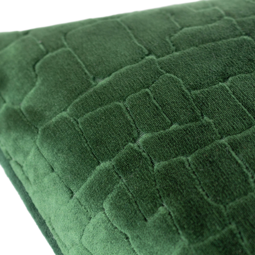 Paoletti Bloomsbury Emerald Geometric Cut Velvet Piped Cushion Image 5