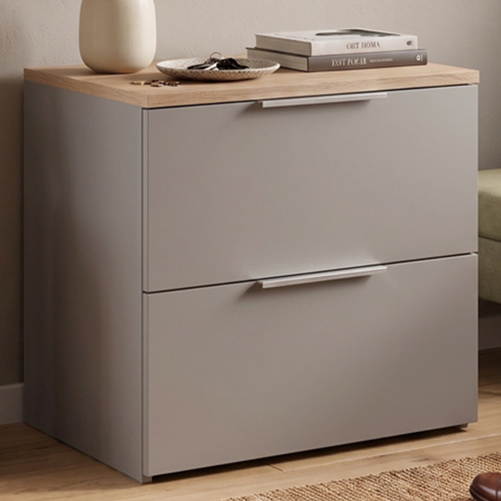 Shefa Line MODU 60 2 Drawer Grey and Sonoma Oak Chest of Drawers Image 1