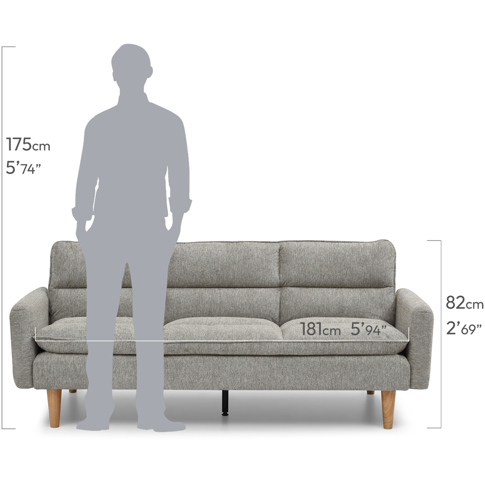 Shankar Cosy Rest 3 Seater Light Grey Chenille Effect Sofa Bed Image 8