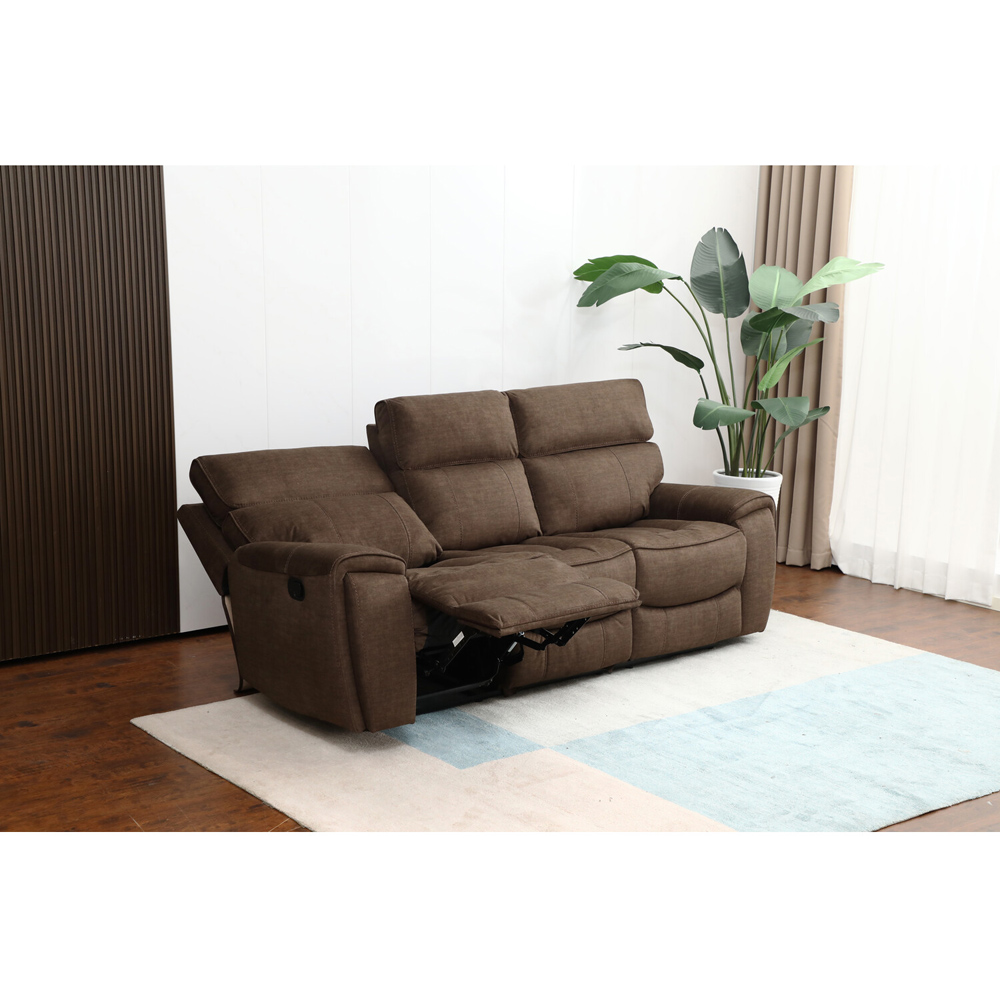 Cancun 3 Seater Brown Manual Recliner Sofa Image 7