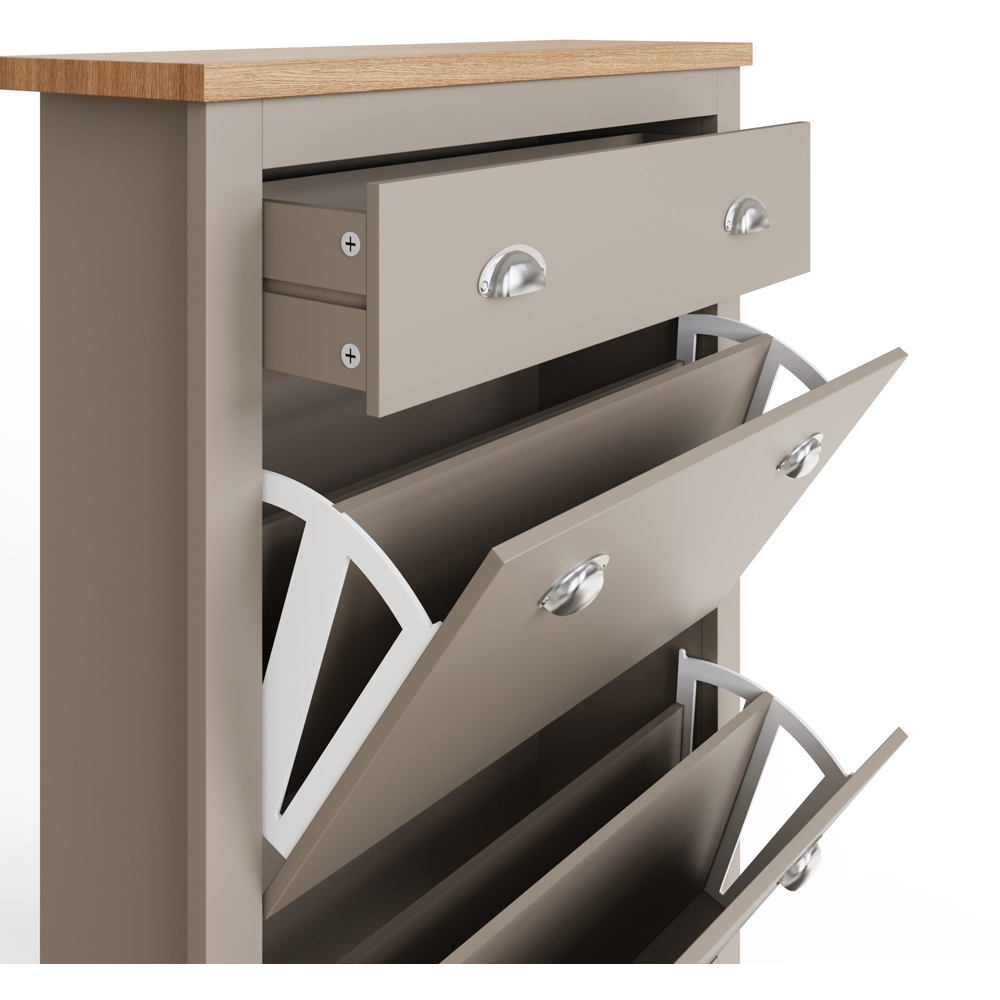 GFW Lancaster Grey 2 Door 1 Drawer Shoe Cabinet Image 5