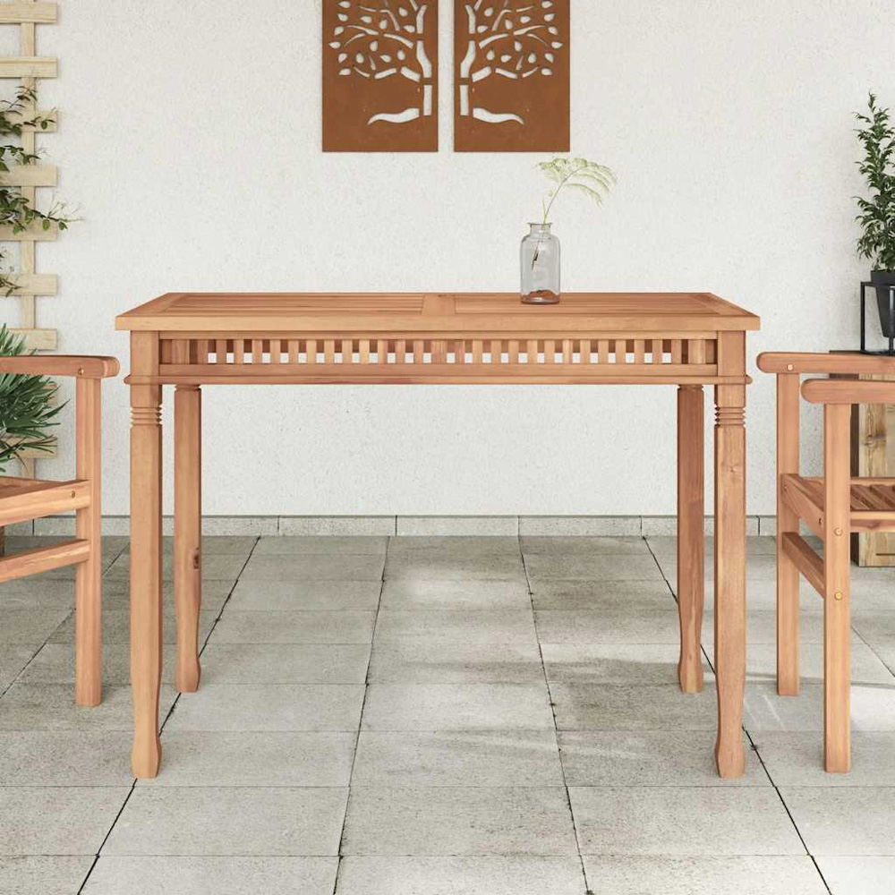 vidaXL 4 Seater Solid Teak Wood Slatted Garden Dining Table Brown Image 7