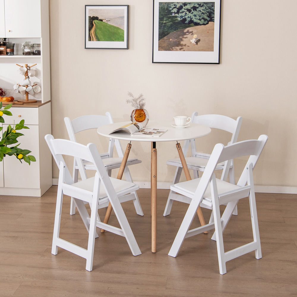 Costway Set of 4 White All-Weather Folding Dining Chairs with Padded Seats Image 4