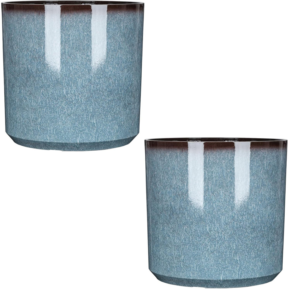 Garden Gear Cylinder Glazed Planter 31cm 2 Pack Image 1