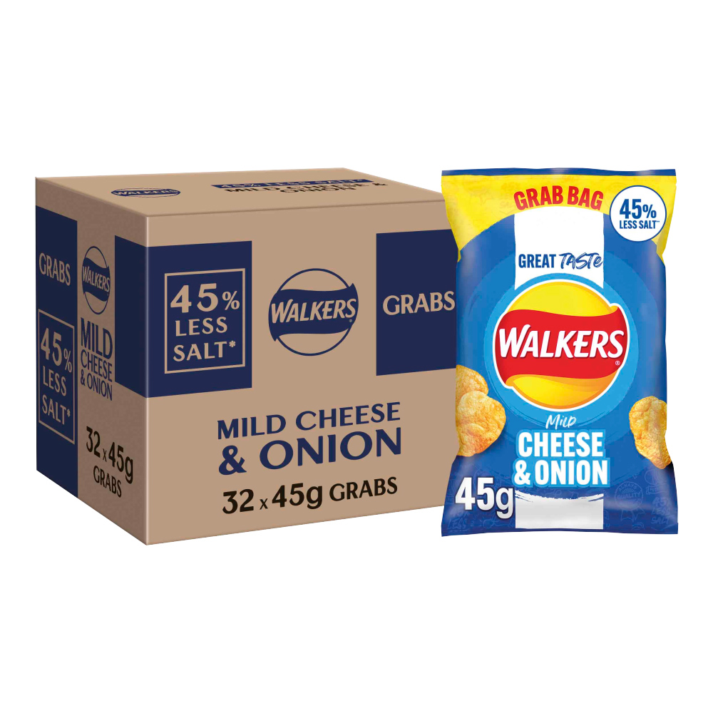 Walkers Less Salt Mild Cheese & Onion Crisps 45g Image 2