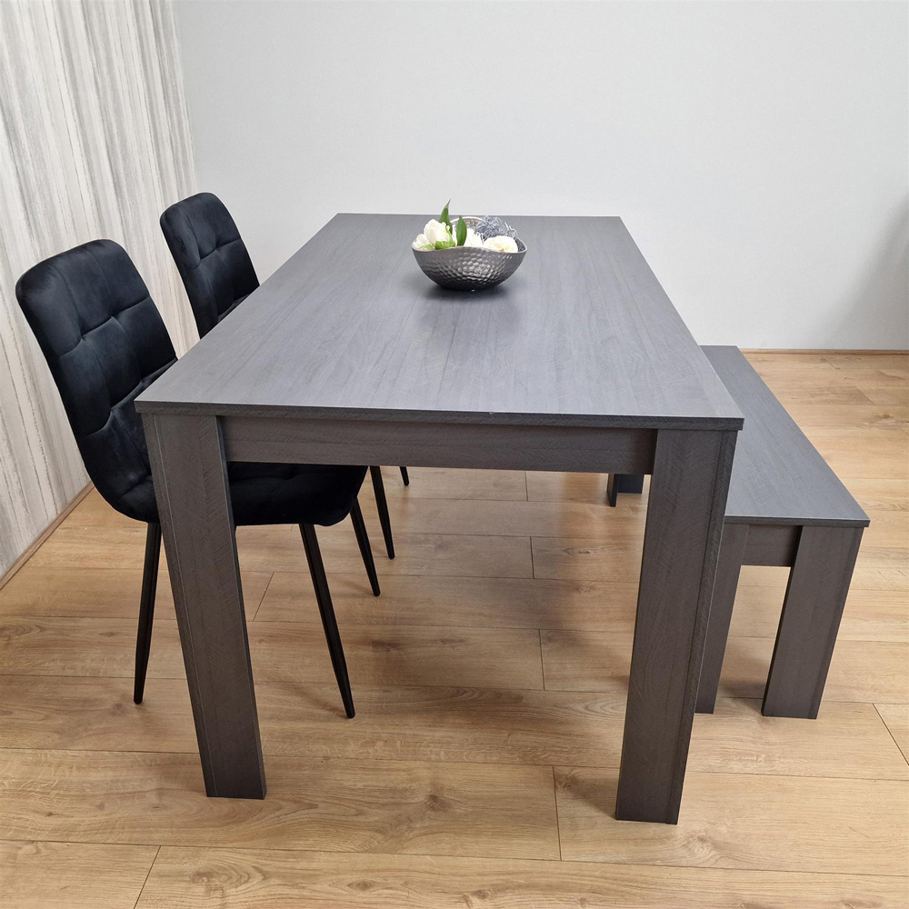 Kosy Koala 4 Seater Velvet Arrow Design Dining Bench Set Black and Dark Grey Image 3