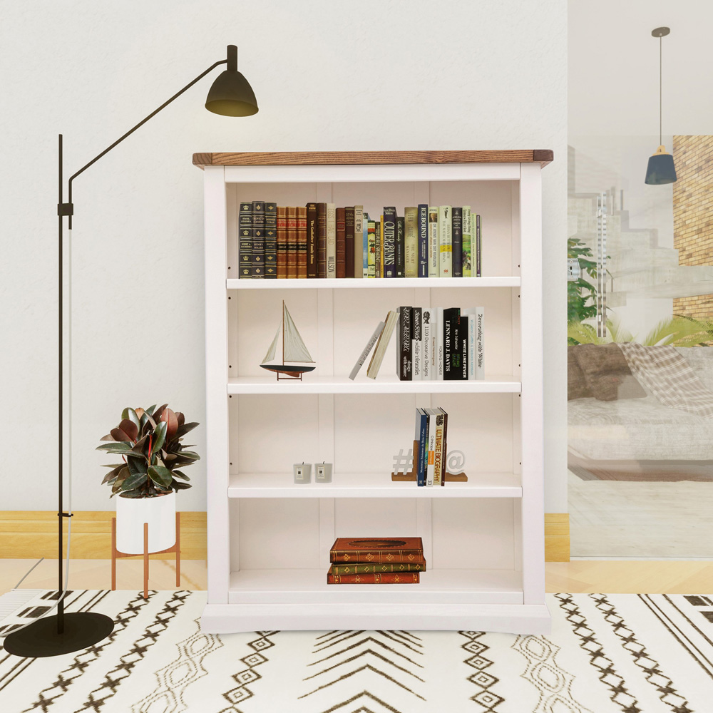 Cosenza 4 Shelf Off White Wide Bookcase Image 8