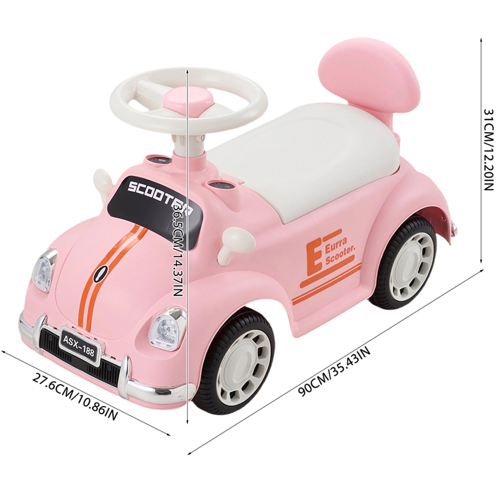 H&O Direct Pink Foot-to-Floor Kids Ride-On Car with Music Image 7