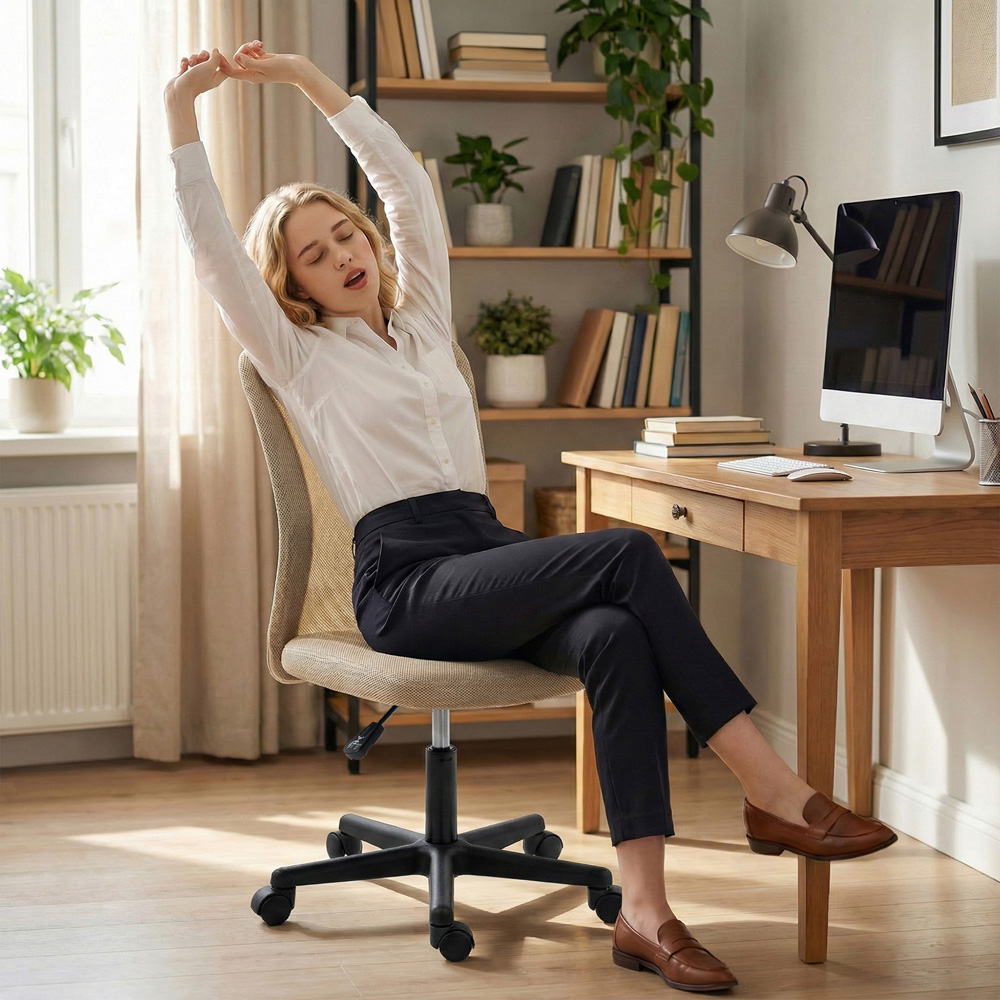 Vinsetto Beige Adjustable Armless Swivel Office Chair Image 5