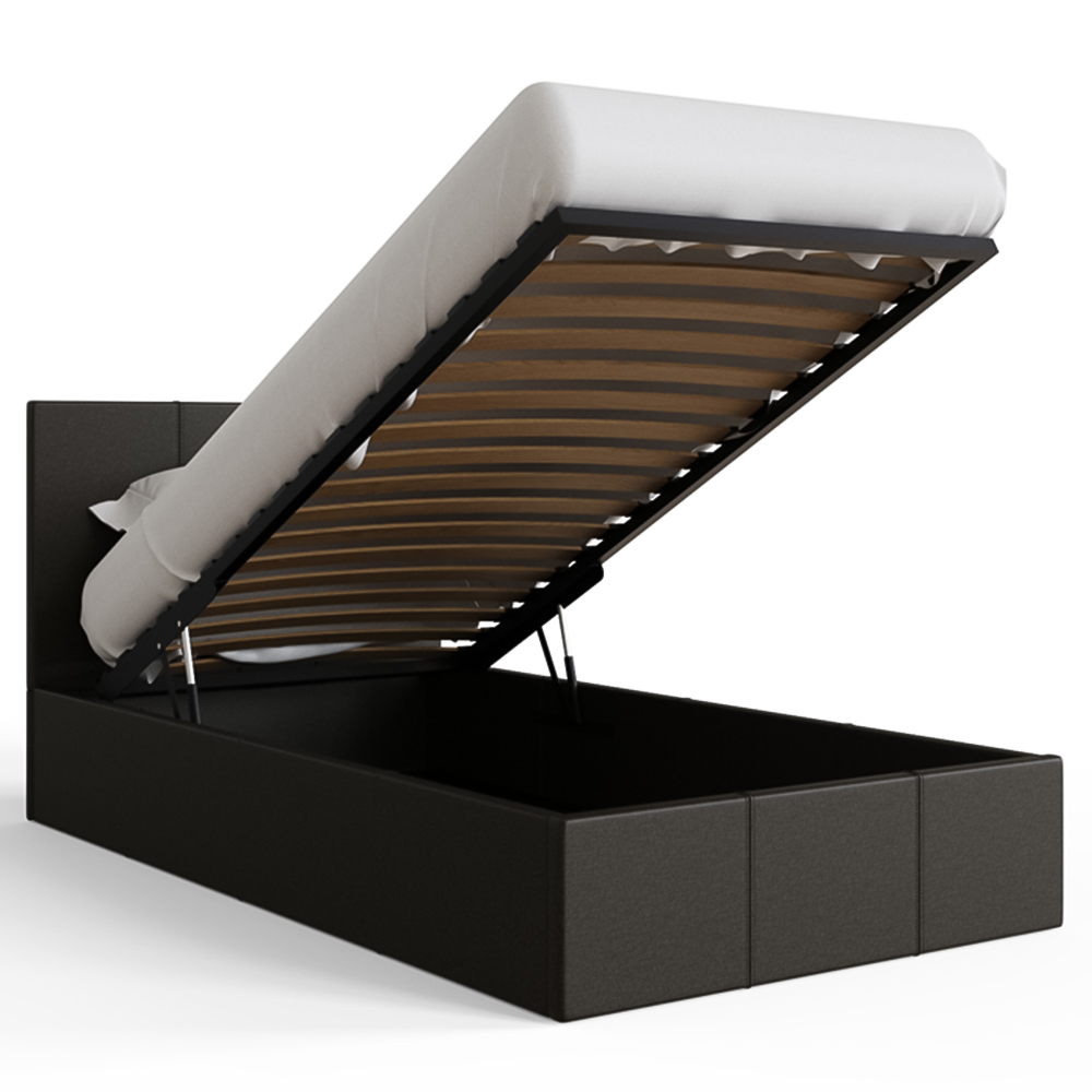GFW Single Grey Hopsack Fabric End Lift Ottoman Bed with Memory Pocket Spring Mattress Image 4