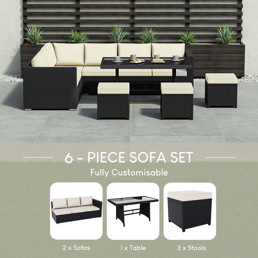 GARDEN VIDA Belgrave Rattan Effect 9 Seater Garden Dining Set Black Image 6