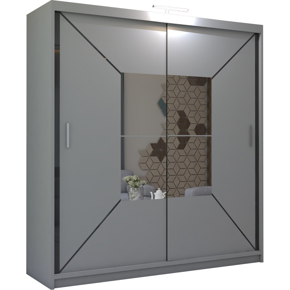 M N Furniture Nicle 2 Door Grey Mirrored Sliding Wardrobe 150cm Image 2