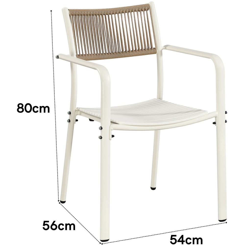 Core Products Set of 2 White Rope Back Effect Metal Garden Bistro Armchair Image 7