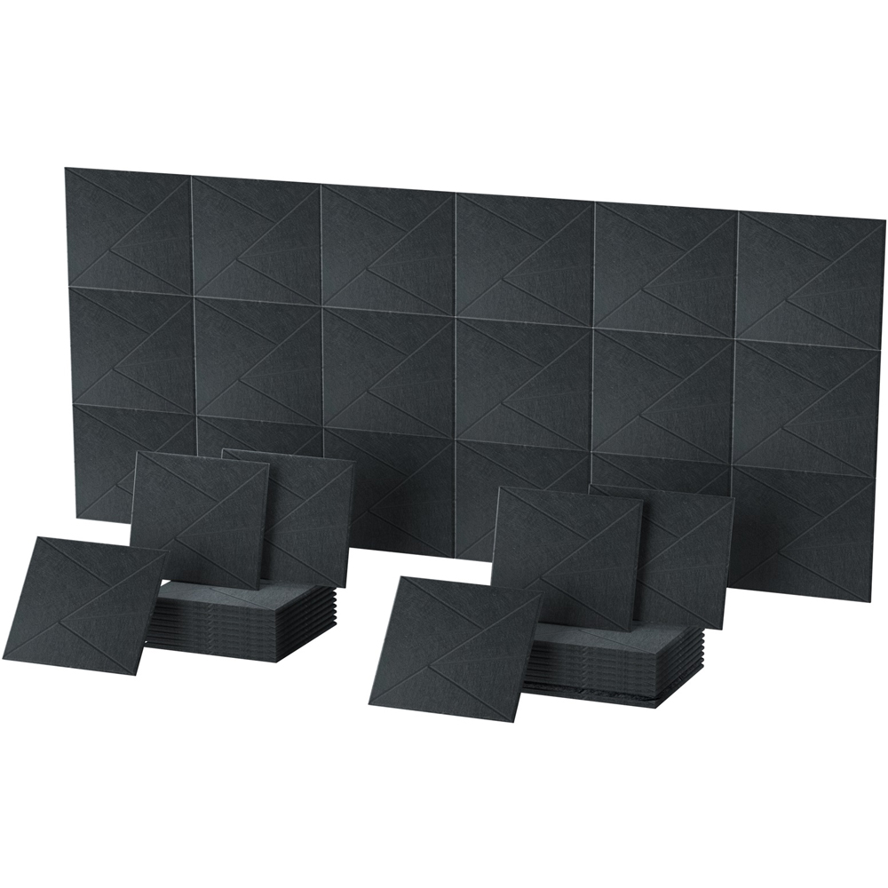 Gr8 Home Black Square Self Adhesive Acoustic Wall Panel Set 12 Pack Image 4