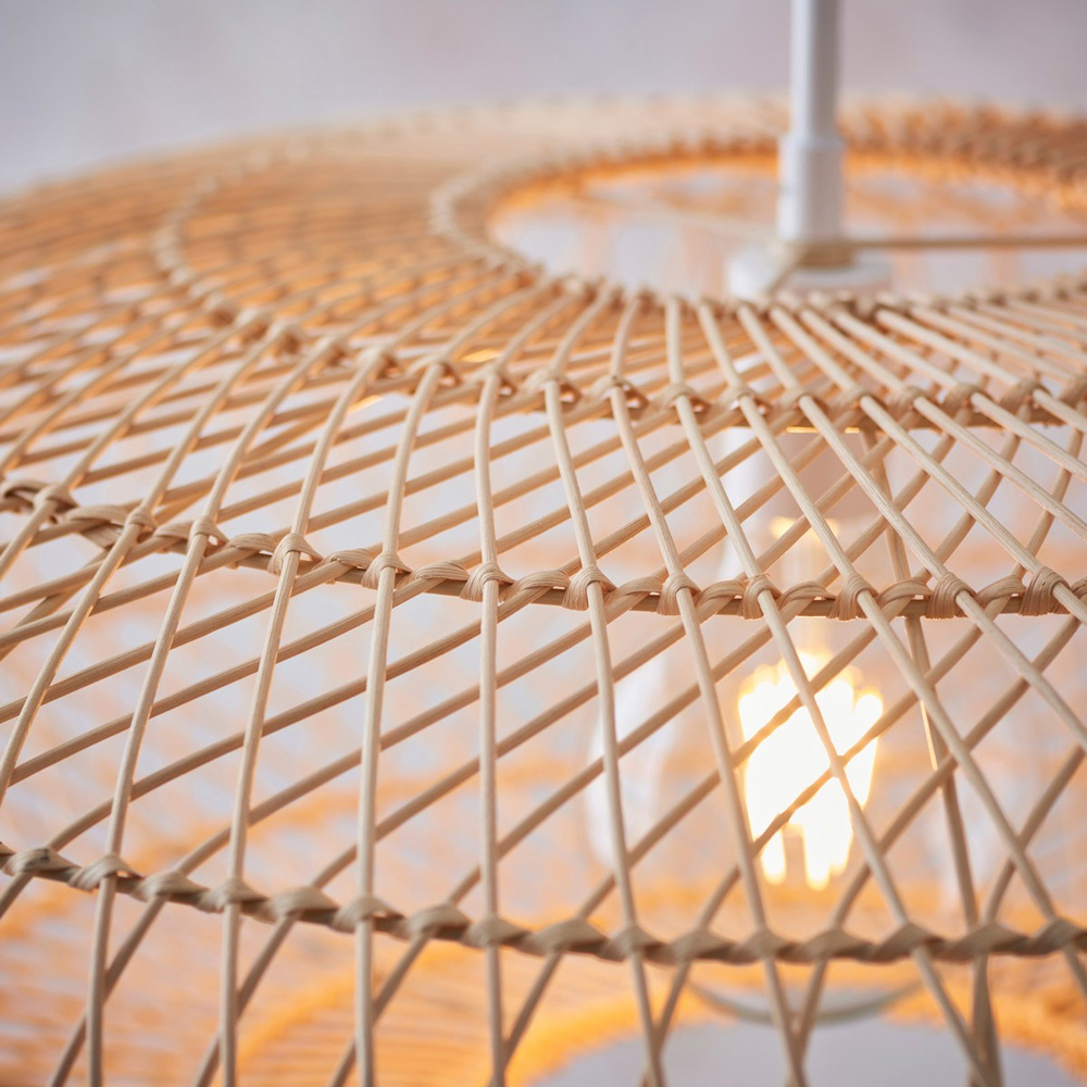 Merano Terni Natural Rattan and Gloss White Pendant Light Image 4