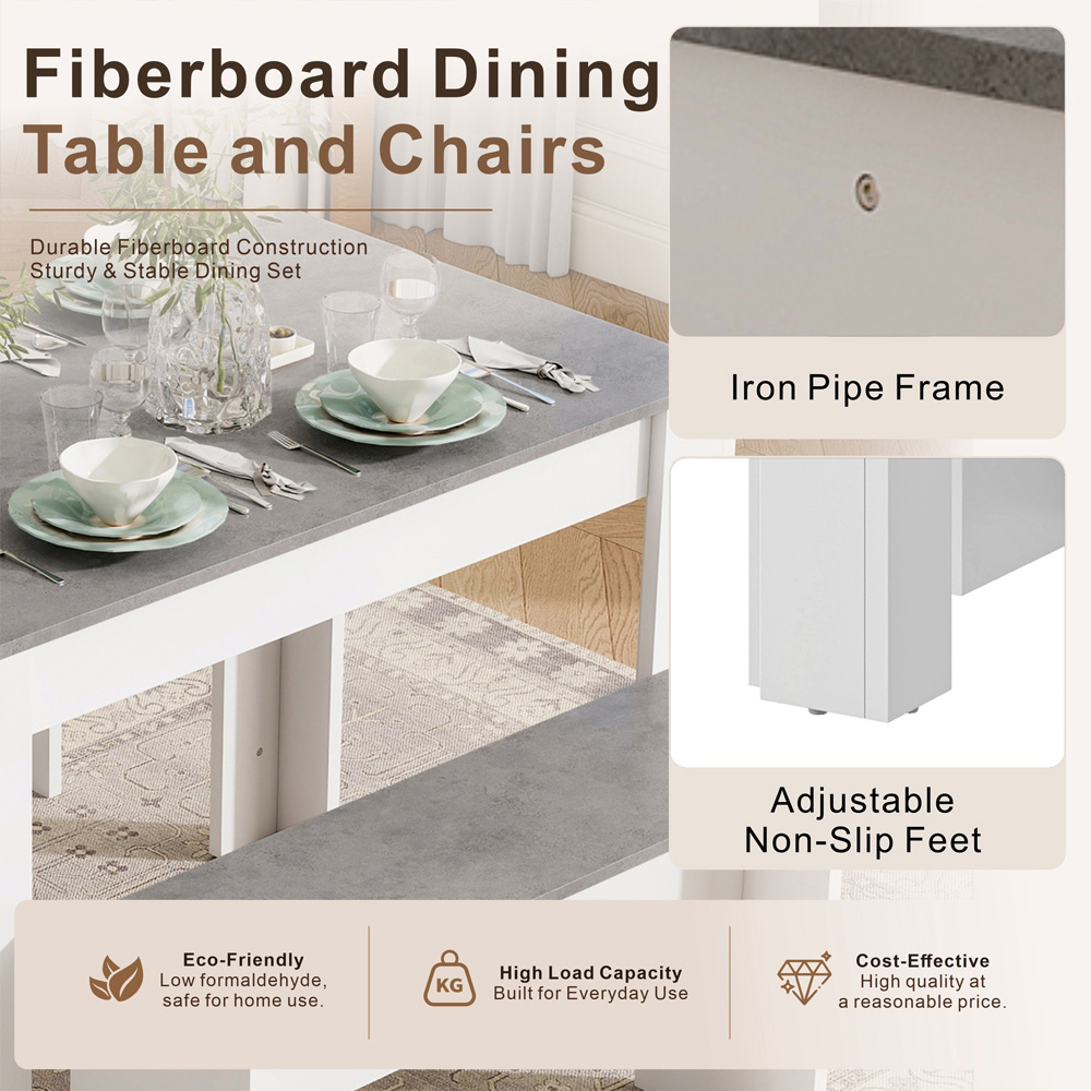 Abrihome 4 Seater Grey Dining Table Set Image 6