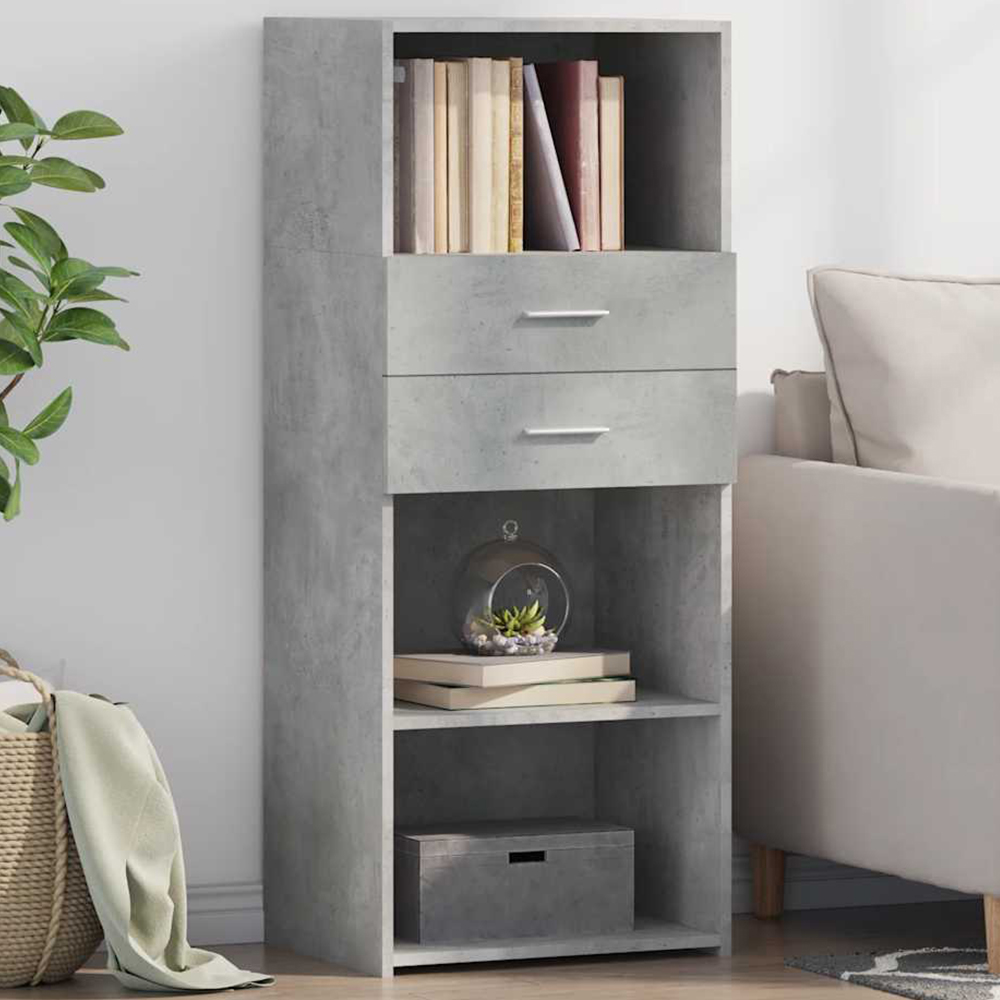vidaXL 2 Drawer 3 Shelf Concrete Grey Highboard Image 1