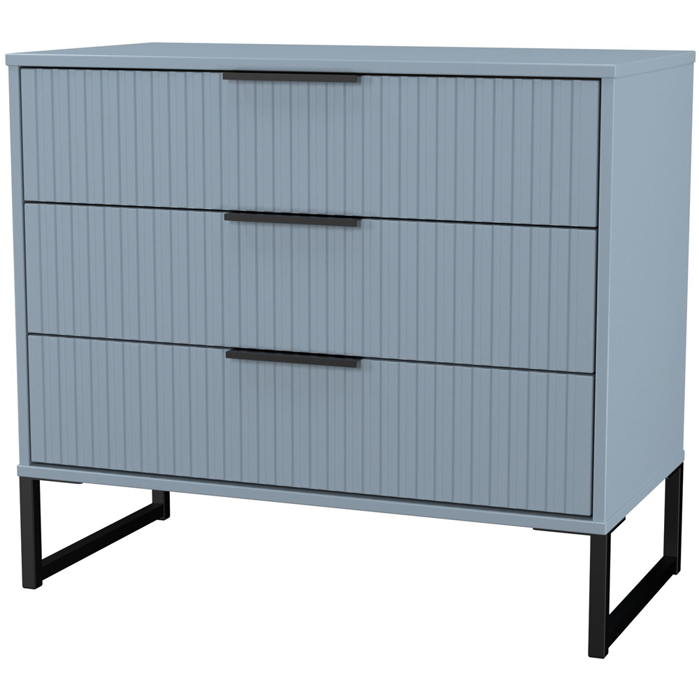 Crowndale Fluted 3 Drawer Denim Blue Chest of Drawers Ready Assembled Image 4