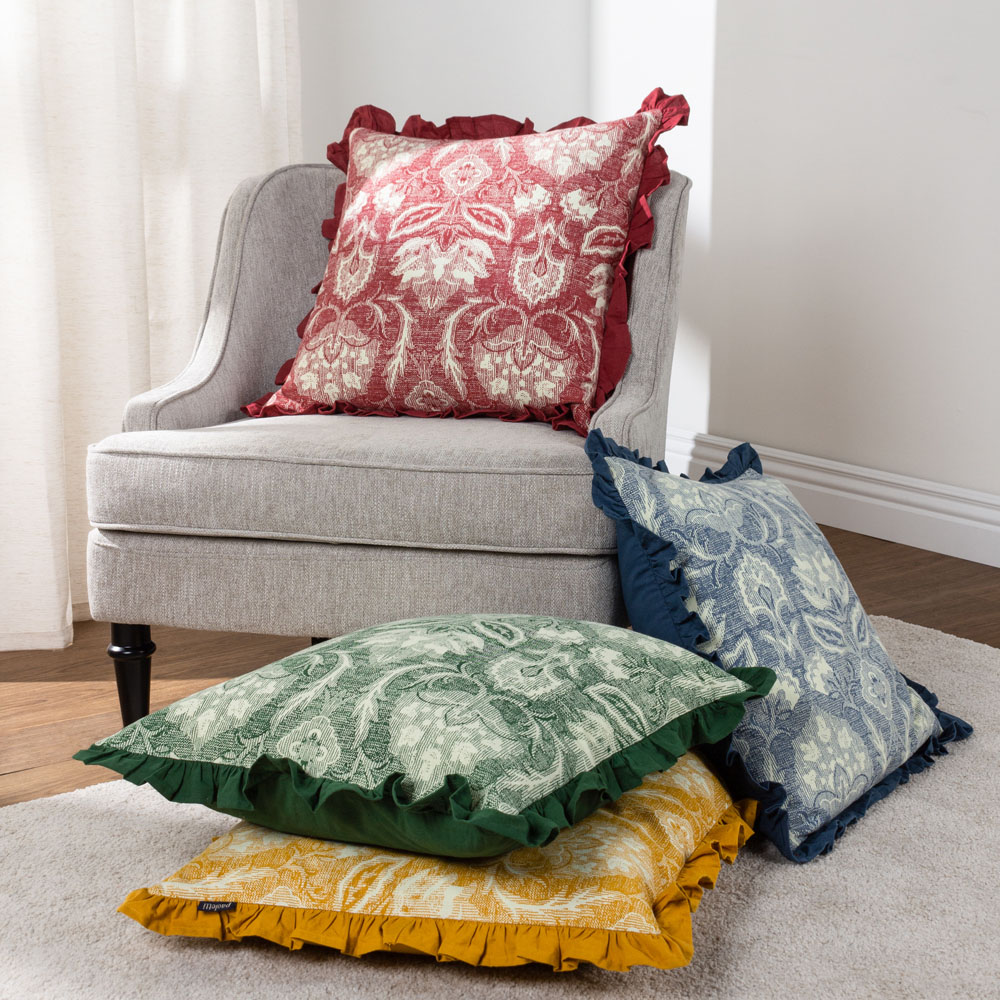 Paoletti Kirkton Ochre Floral Pleated Cushion Image 6