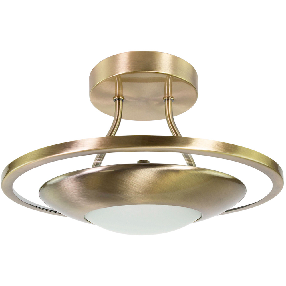 Happy Homewares Antique Brass LED Semi Flush Ceiling Light Image 1