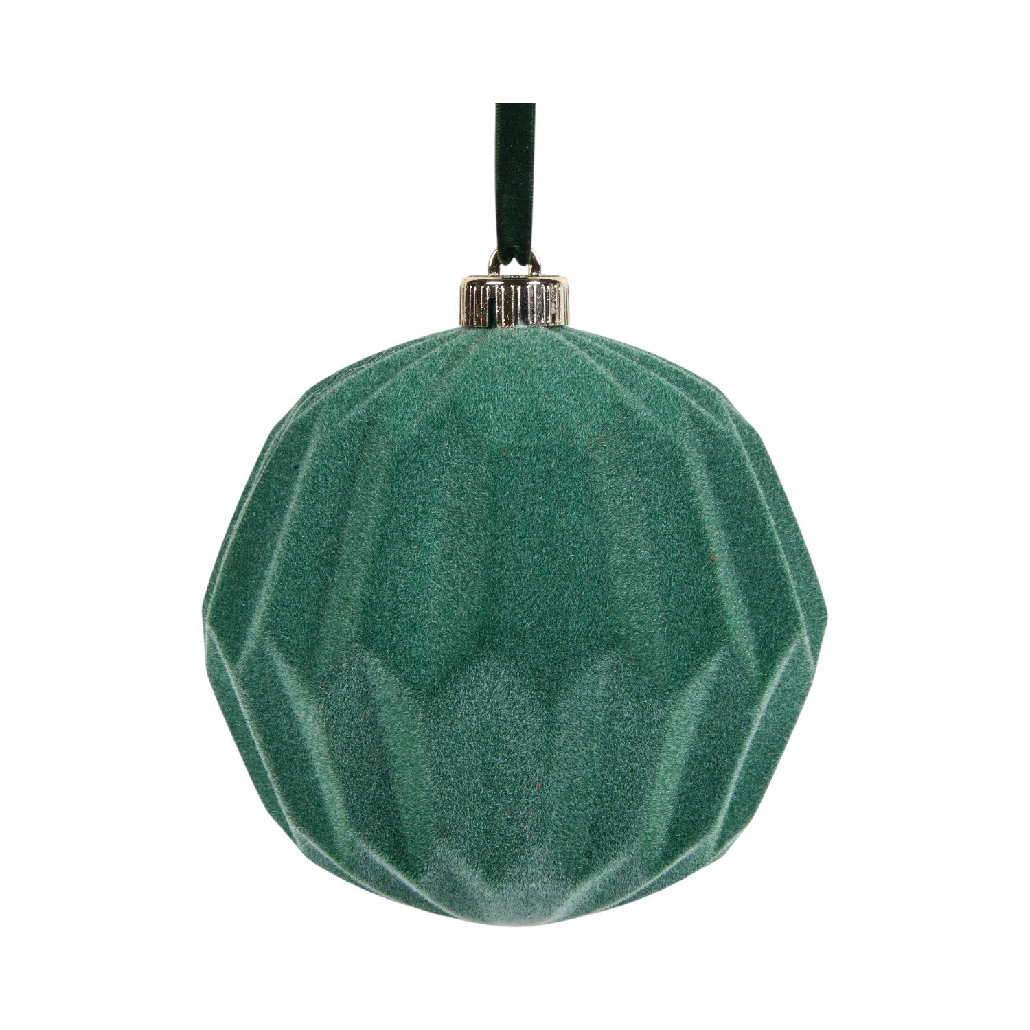 Pack of 4 Red and Green Flocked Baubles Image 2