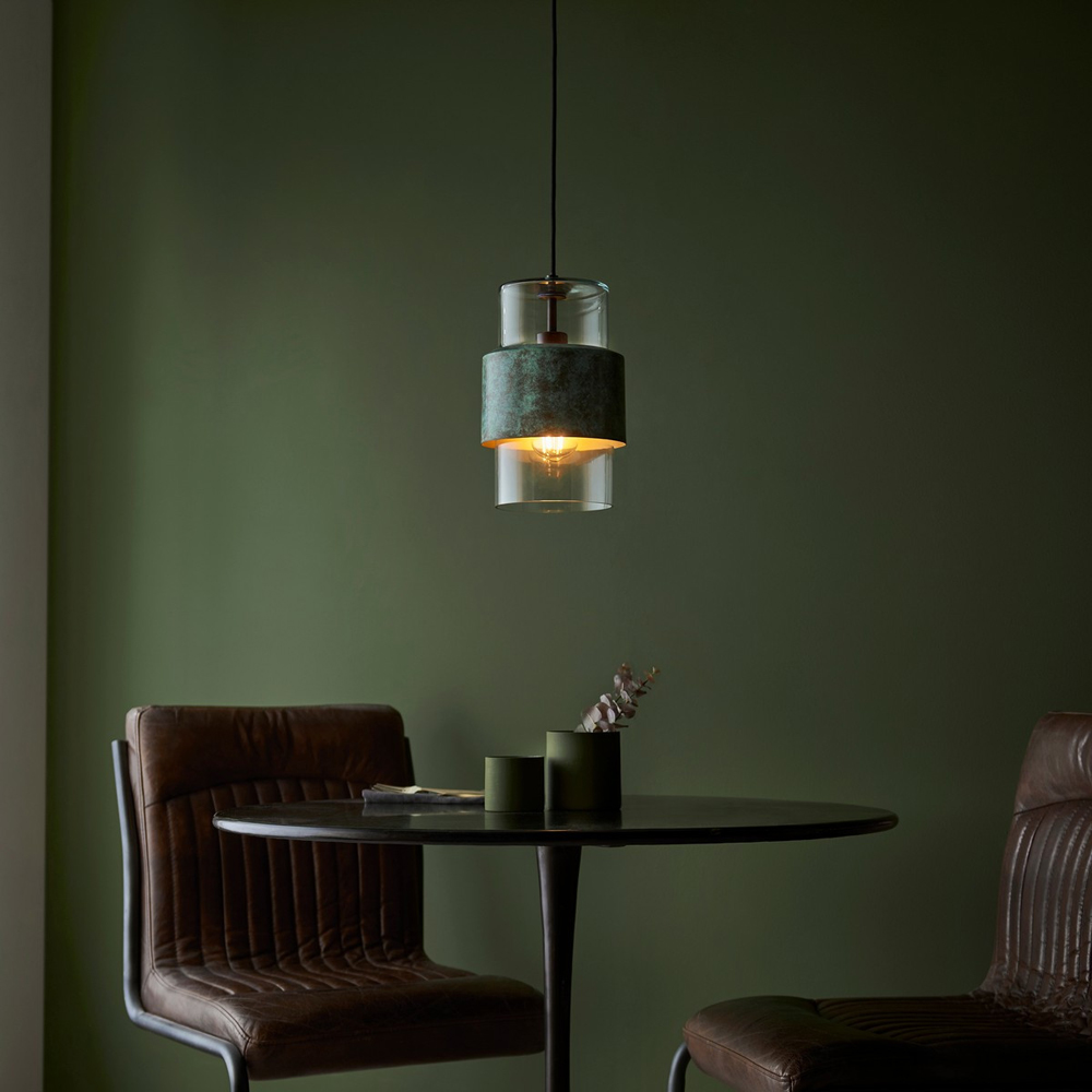 Merano Palermo Verdigris Bronze Plate Clear Glass Pendant Ceiling Light Image 7