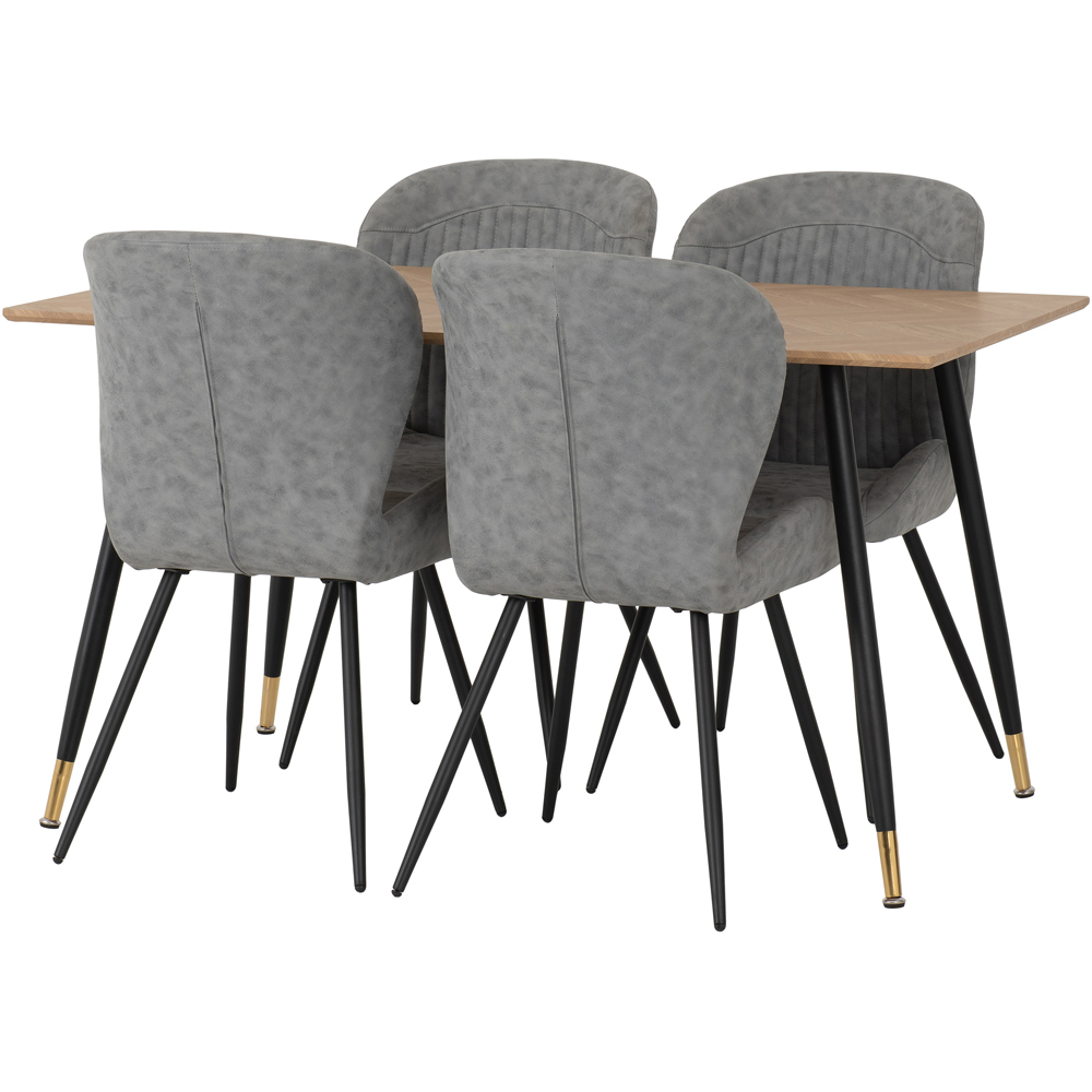 Seconique Hamilton Quebec Oak Effect PU 4 Seater Dining Table Set Grey Image 3