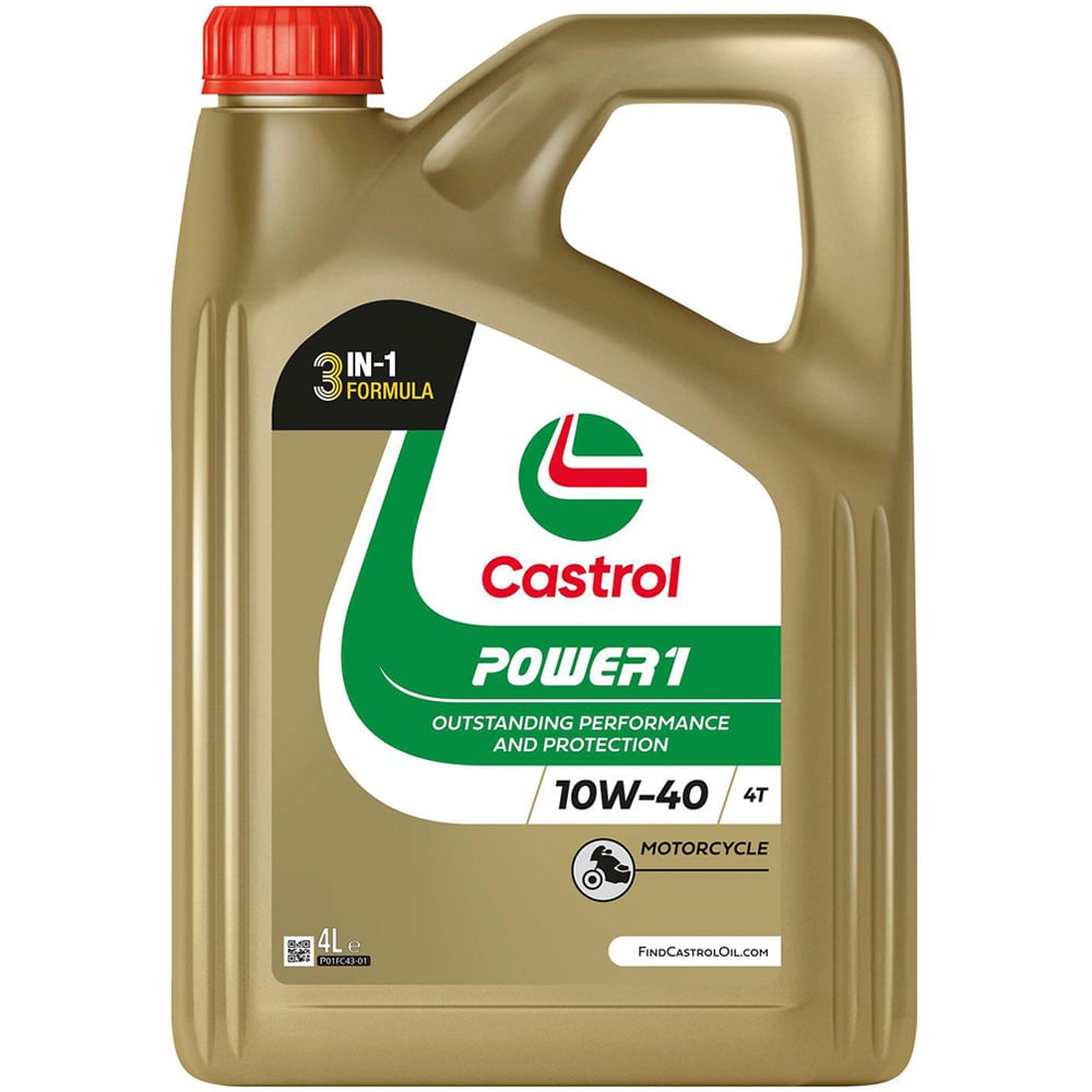 Castrol Power 1 4T 10W-40 4 Stroke Motorcycle Engine Oil 4L Image 1