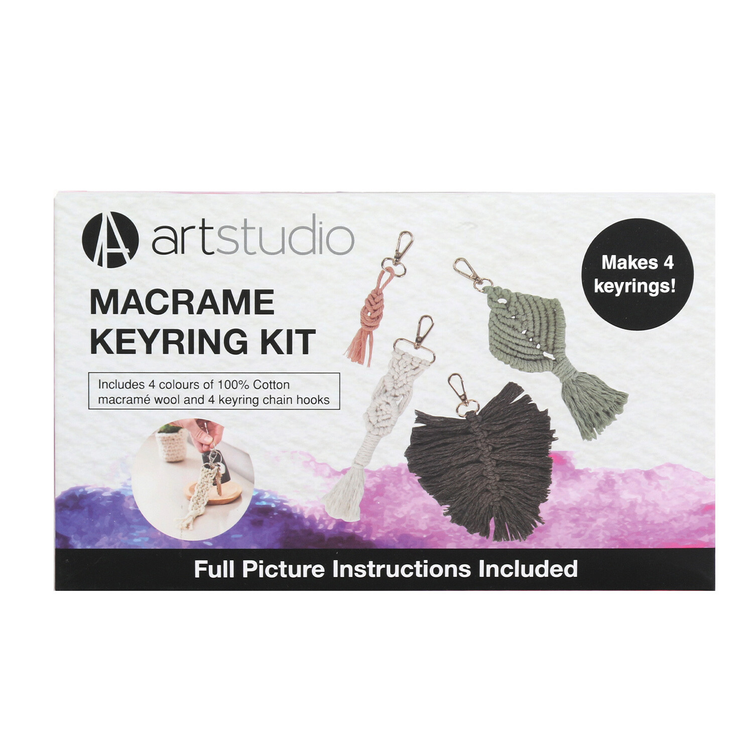 Art Studio Make Your Own Macrame Keyring Kit Image 1