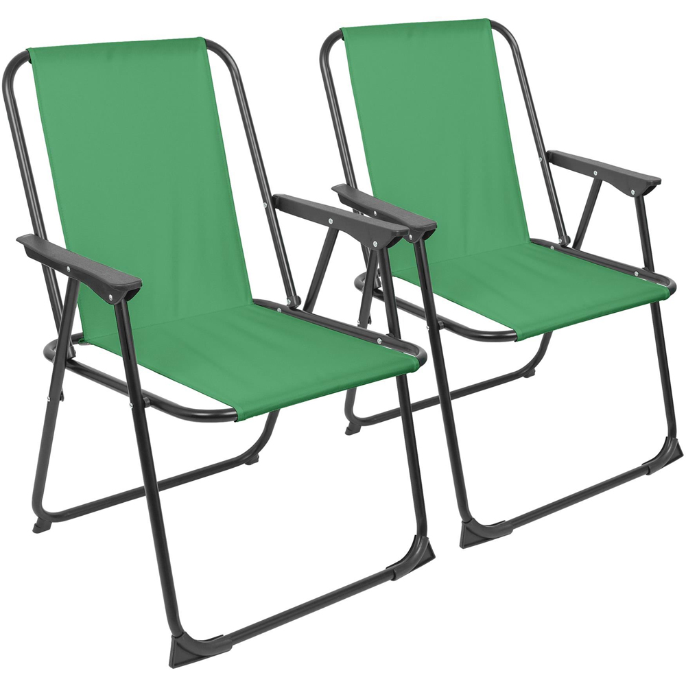 Harbour Housewares Set of 2 Matt Black and Green Folding Metal Beach Chair Image 2