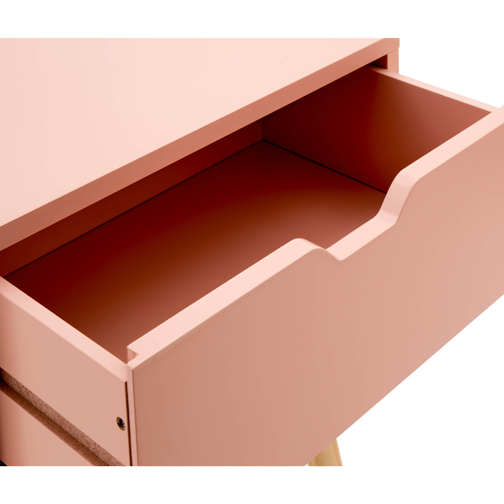 GFW Nyborg 2 Drawer Coral Pink Bedside Table Image 4
