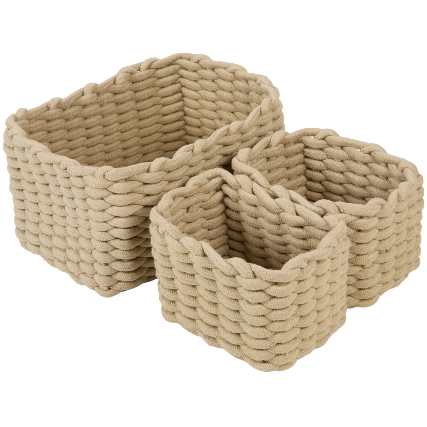 Set of 3 Rope Storage Baskets Stone Image 2