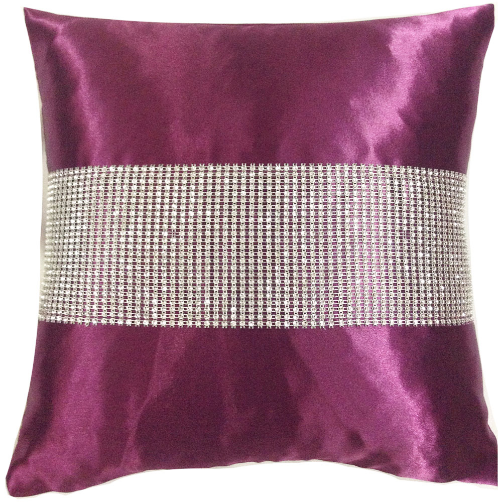 Velosso Manhattan Diamante Plum Filled Cushion 43 x 43cm 2 Pack Image 1