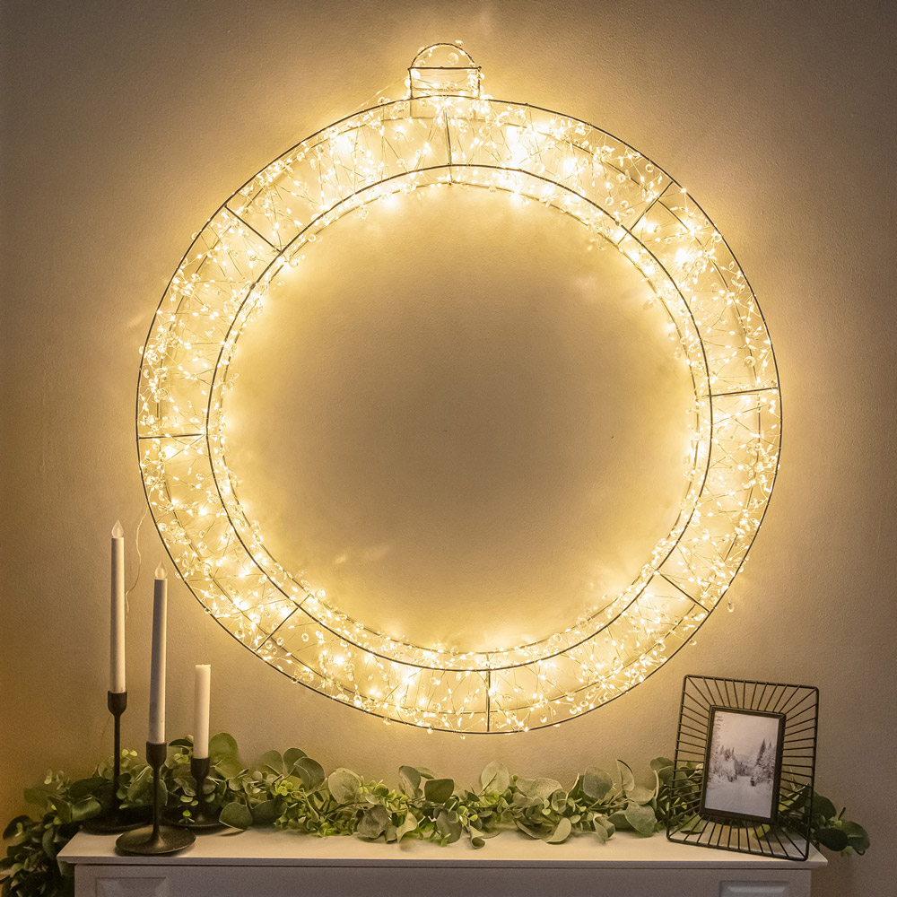 The Christmas Centre 800 Warm White LED Pre-Lit Silver Light-Up Bauble 90cm Image 5