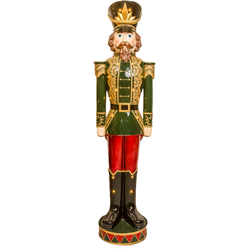 The Christmas Centre Dark Green Red and Black LED Lights Traditional Nutcracker Soldier 5ft Image 1