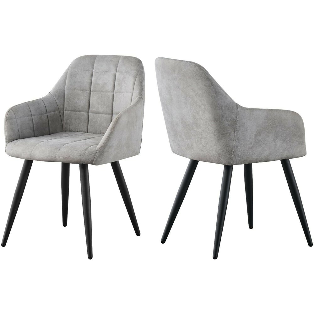 wilko Adrian Set of 2 Light Grey Suede Faux Leather Dining Chairs Image 4