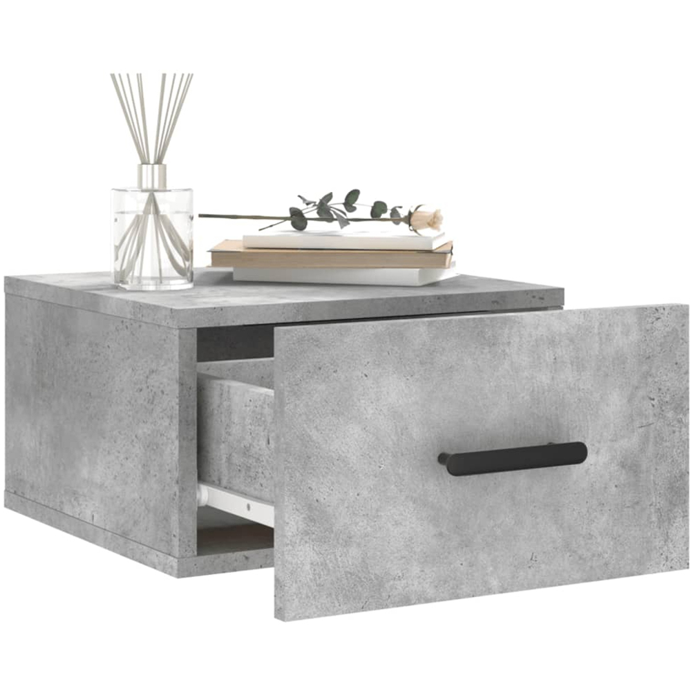 vidaXL Singe Drawer Concrete Grey Wall Mounted Bedside Table Image 4