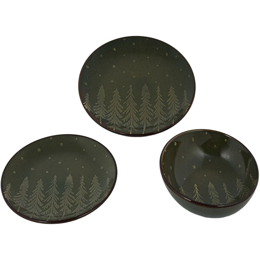 Nordic Pine 12 Piece Reactive Glaze Dinner Set Green Image 4