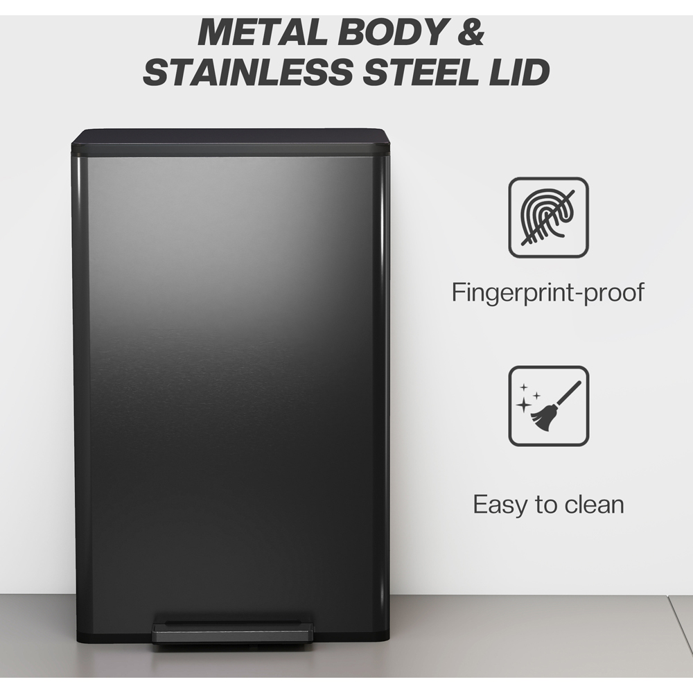 HOMCOM Black Pedal Bin with Removable Inner Bucket and Soft-Close Lid 45L Image 7