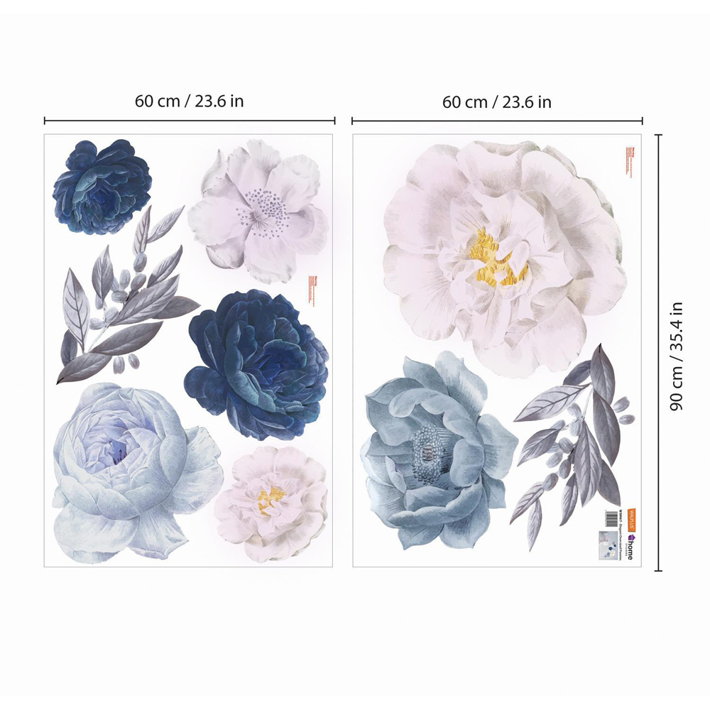 Walplus Flower Theme Peonies Blue Self Adhesive Wall Sticker with Swarovski Butterflies Image 4