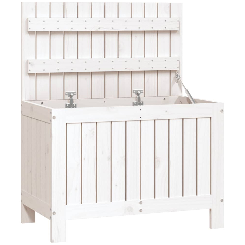 vidaXL 54 x 76 x 42.5cm White Pine Wood Garden Storage Box Image 5