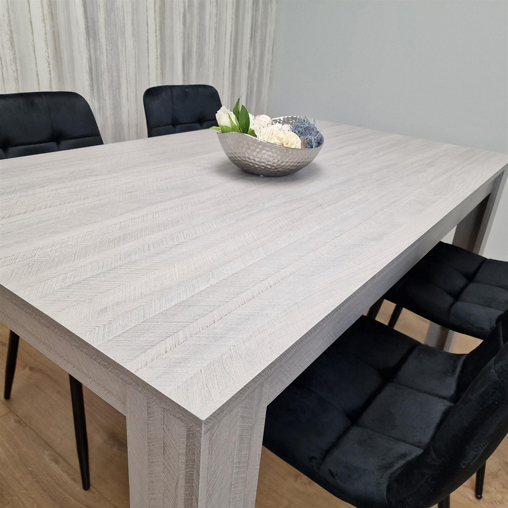 Portland 4 Seater Velvet Dining Set Grey and Black Image 3