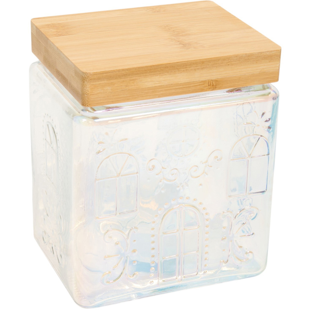 Christmas Glass Storage Jar with Bamboo Lid Image 3