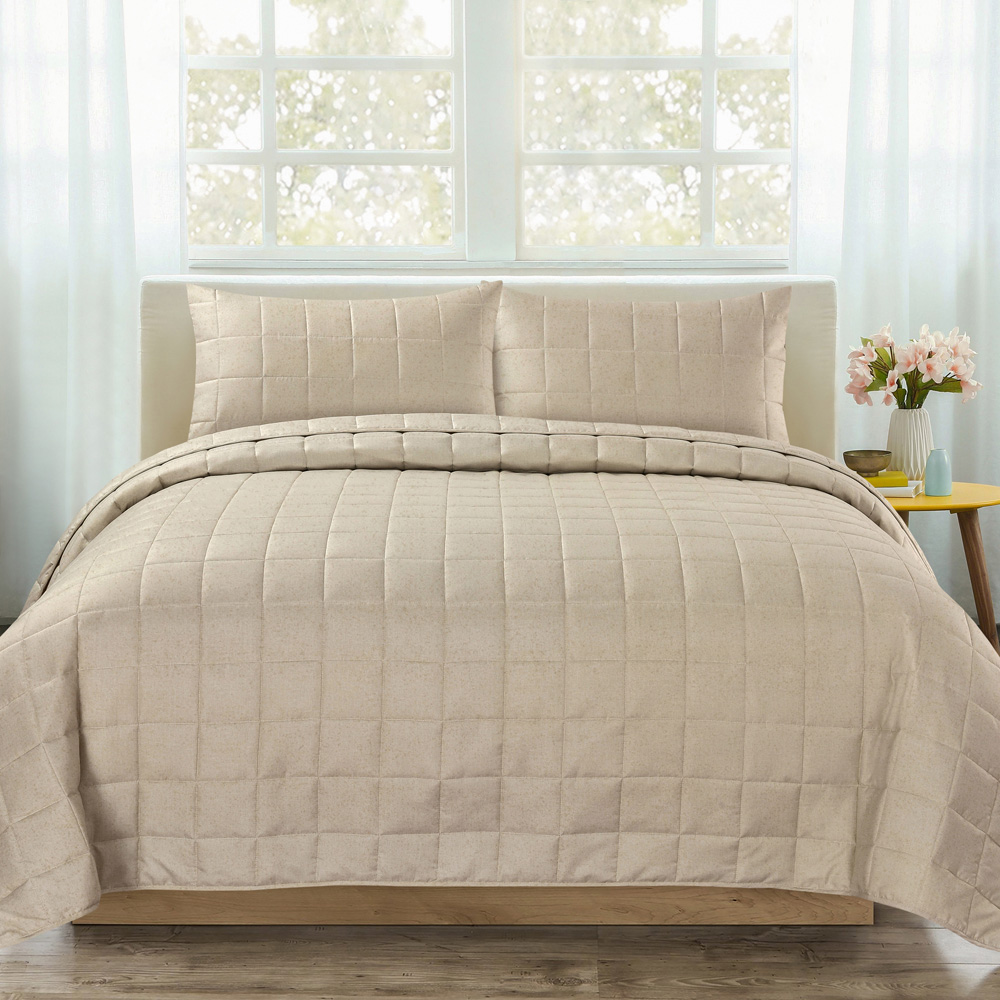 Velosso Nolan King Size Beige Quilted Bedspread Set Image