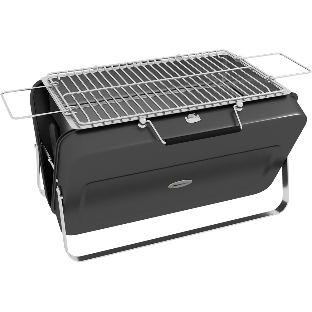 Outsunny Black Foldable Suitcase Design Mini Charcoal Barbecue Grill BBQ Image 1