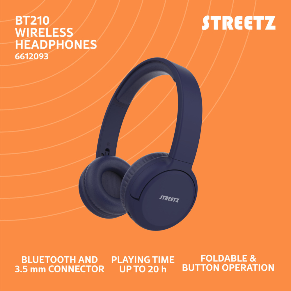 Streetz BT210 Blue Bluetooth On Ear Headphones Image 8