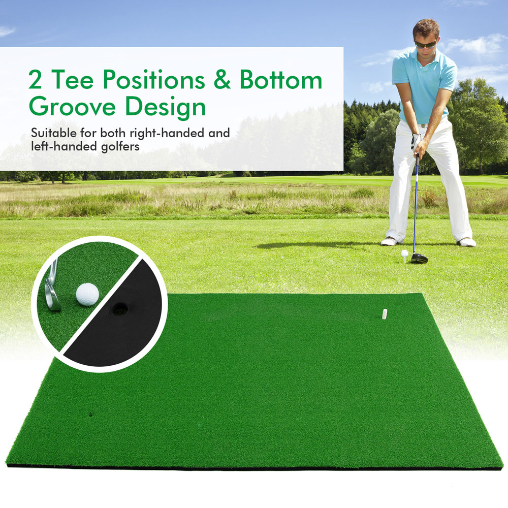 Costway Golf Hitting Mat with Synthetic Turf and 2 Tee Positions Image 7
